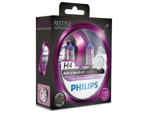 Philips Colorvision Lilla H4 60/55W 12V - Sæt