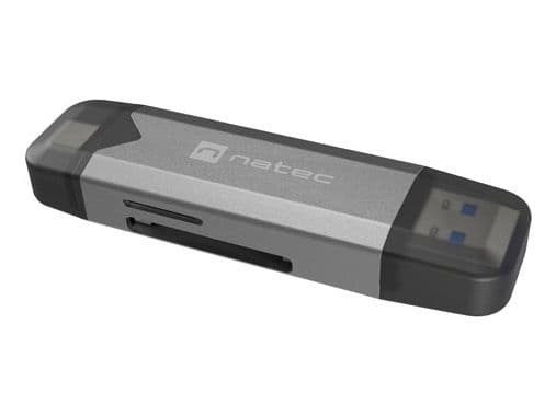 NATEC NCZ-2262, MicroSD (TransFlash), MicroSDHC, MicroSDXC, SDHC, SDXC, Sort, Mørkegrå, 5000 Mbit/s, USB 3.1, 20 mm, 74 mm