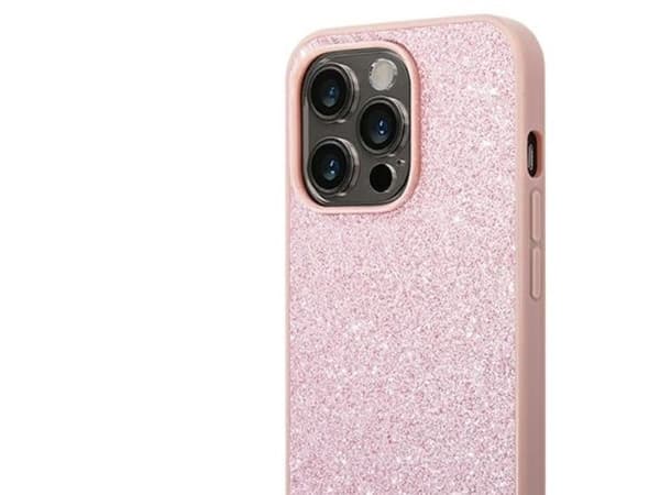 Guess GUHCP14XHGGSHP iPhone 14 Pro Max 6.7" pink/pink hard case Glitter Script