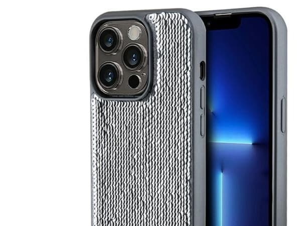 Guess paljetter script metallskal till iPhone 14 Pro - silver