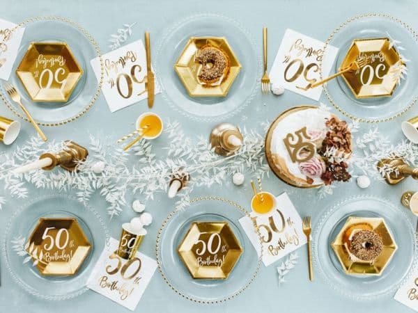 Servietter 50th birthday, guld