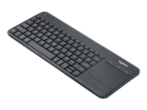 Logitech K400 Plus, Mini, Langaton, Langaton RF, QWERTY, Musta