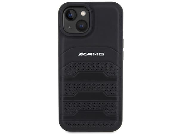 Hurtel AMG lær-debossede linjer-deksel til iPhone 15 Plus - sort