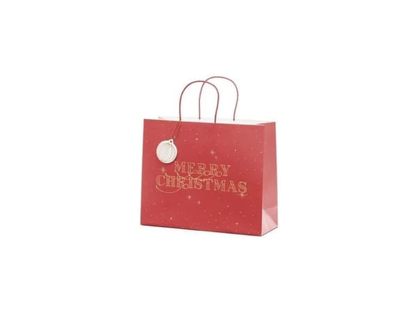 Rød MERRY CHRISTMAS gavepose