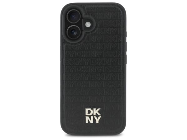 DKNY DKHMP16SPSHRPSK iPhone 16 6,1" hardcase svart/black Repeat Pattern Stack Logo MagSafe