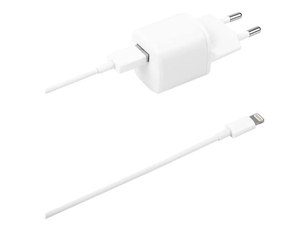 DELTACO USB-AC181 - Strömadapter - 12 Watt - 2.4 A (USB) - vit