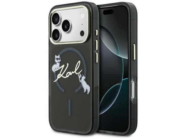 Karl Lagerfeld IML Choupettes Karl Script Logo MagSafe Case for iPhone 17 Pro - Black