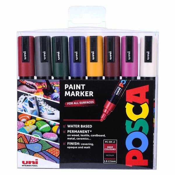 Posca PC5M medium spets - djupa färger, 8 st