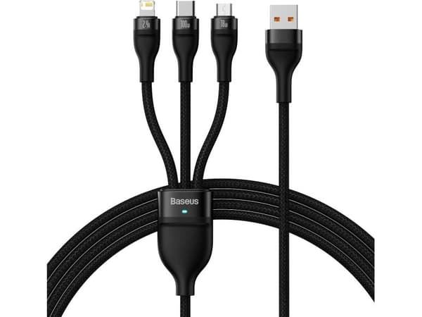 Baseus Flash Series II-kabel USB til USB Type-C/Lightning/micro USB 100 W 1,2 m svart (CASS030001)