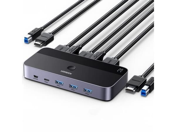 Ugreen KVM-switch UGREEN CM664 switch 3xUSB-A,2xUSB-B,2xUSB-C,3xHDMI,micro USB svart