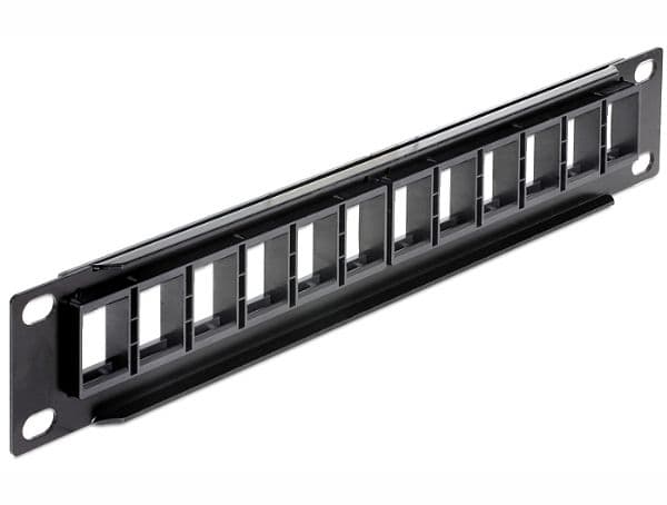 Delock - Patch-panel - svart - 1U - 10" - 12 portar