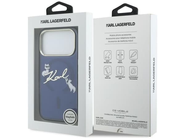 Karl Lagerfeld IML Choupettes Karl Script Logo MagSafe-deksel til iPhone 17 Pro - Blå