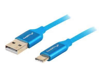 Lanberg Premium - USB-kaapeli - USB-C (han) til USB (han) - USB 2.0 - 1 m - blå - sininen