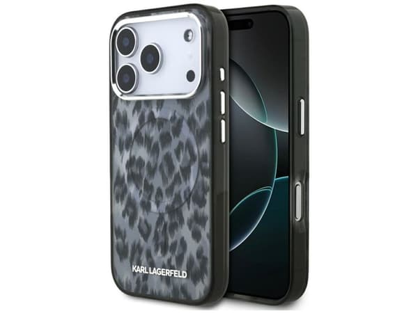 Karl Lagerfeld IML Leopard Pattern MagSafe Case for iPhone 17 Pro - Black