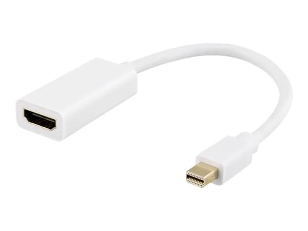 DELTACO DP-HDMI46 - Videoadapteri - Mini DisplayPort han til HDMI hun - 20 cm - hvid - 4K-tuki