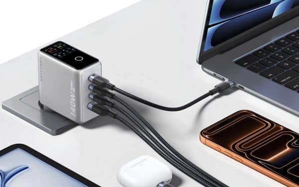 Vention 140W GaN-lader 1x USB-A 3x USB-C + USB-C til USB-C-kabel 1 m