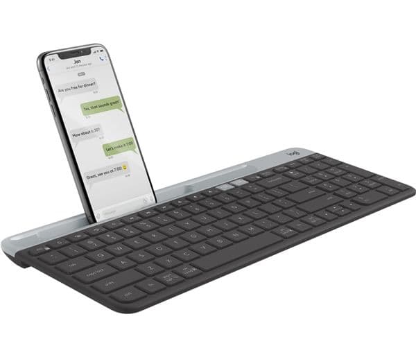 Logitech Slim Multi-Device Keyboard K580, Täysikokoinen (100 %), Langaton, RF Wireless + Bluetooth, QWERTY, Grafiitti