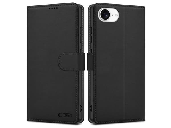 Tech-Protect lommeboketui til iPhone 16e / 17e - matt svart