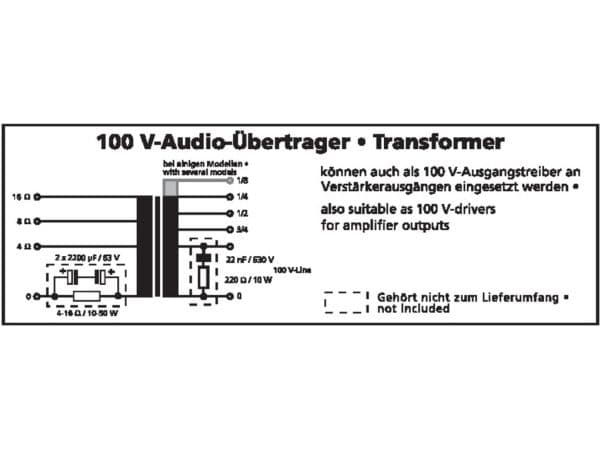 TR-1010LC 100 V høykvalitets lydtransformator, 10 W