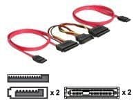 DeLOCK SATA All-in-One cable for 2x HDD, 0,5 m, Punainen