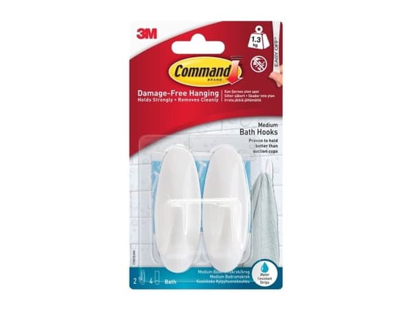 3M Command krok, 29 mm x 30 mm x 80 mm, hvit