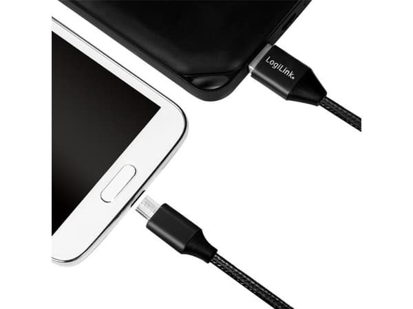 LogiLink CU0144, 1 m, USB A, Micro-USB B, USB 2.0, 0,48 Gbit/s, Sort