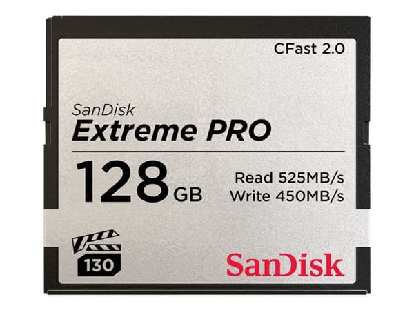 SanDisk Extreme PRO, 128 GB, CompactFlash, 515 MB/s, 440 MB/s, Musta, Harmaa