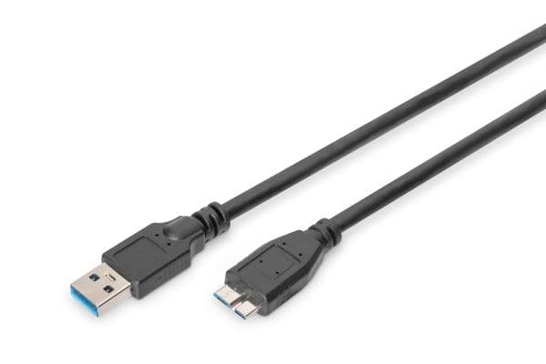 ASSMANN - USB-kabel - Micro-USB typ B (hane) till USB (hane) - USB 3.0 - 1 m - formpressad - svart