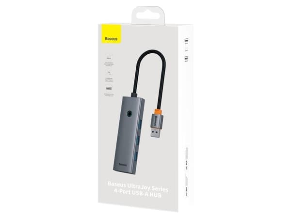 Baseus Hub USB-A Baseus UltraJoy -sarja 4xUSB-A 3.0 1xUSB-C 5 V 50 cm – harmaa