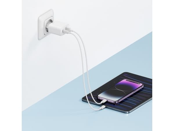Cuktech nettlader A19 30 W USB-A + USB-C hvit