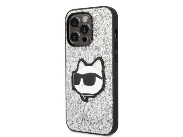 Karl Lagerfeld KLHCP14XG2CPS hardcase Glitter Choupette Patch til iPhone 14 Pro Max 6,7" - sølv/sølv
