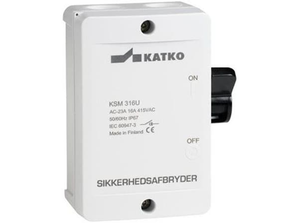 Sikkerhedsafbryder 16A 3P grå/sort KSM316U/2xM20