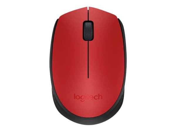 Logitech M171, Molempikätinen, Optinen, Langaton RF, 1000 DPI, Musta, Punainen