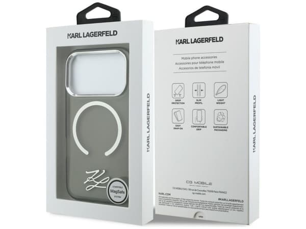 Deklas Karl Lagerfeld IML KL Script Logo MagSafe Case for iPhone 17 Pro Max - Juodas
