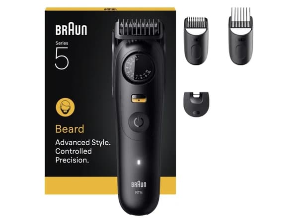 Braun BeardTrimmer 9 BT5520, Vaskbar, Batteri, Sort