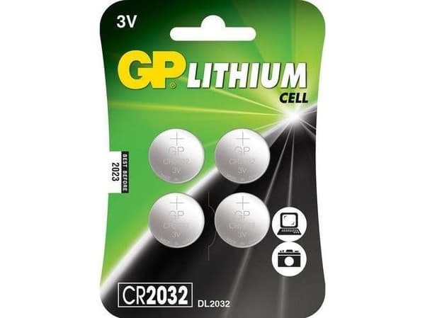 Knapcellebatteri CR2032 3V lithium 4stk