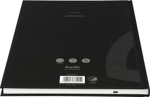 Notesbog A4 Bantex HEL Helsinki kvadreret 7×7 mm sort