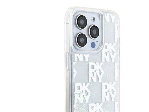 DKNY Liquid Glitter multilogo-etu iPhone 15 Pro - hvit