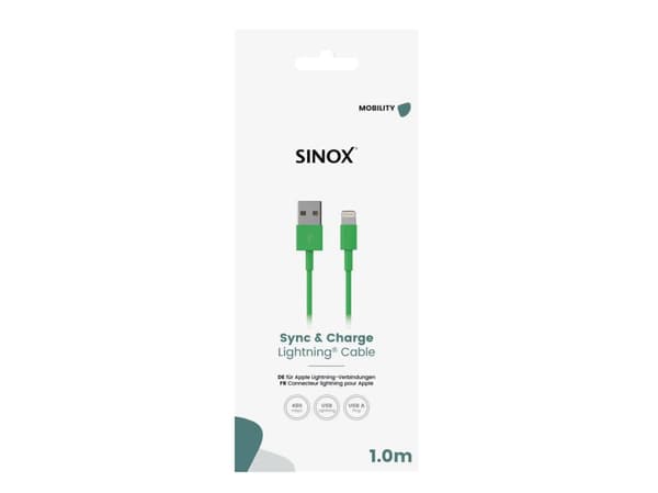 Sinox Lightning-kaapeli. 1m. vihreä
