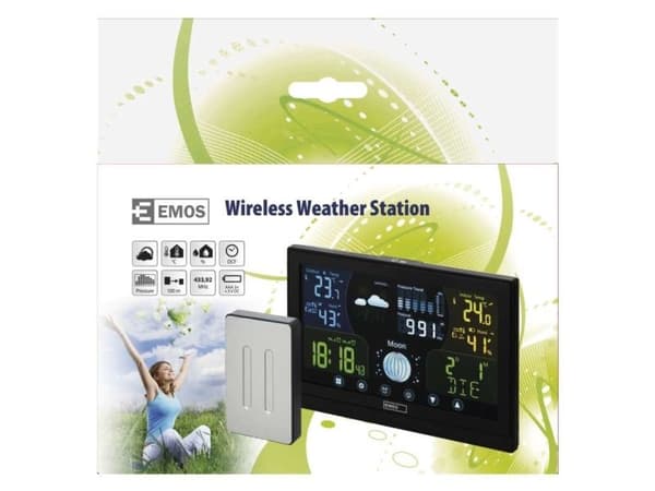 Emos E6018, Svart, Inomhusbarometer, Inomhustermometer, Barometer, Hygrometer, Termometer, Barometer, Hygrometer, Termometer, 1 - 99%, 1 - 99%