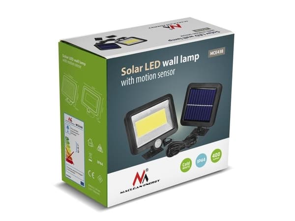 Solcells-vägglampa LED Maclean MCE438 med sensor