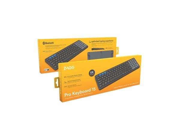 ZAGG Pro Keyboard 15, Langaton, Bluetooth, QWERTY, Musta