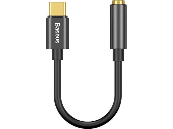 Baseus CATL54-01, Typ-C, 3,5 mm, Sort