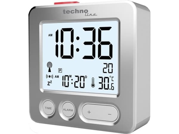Technoline WT 265, Digital väckarklocka, Silver, F, °C, Batteri, AAA (LR03), 66 mm
