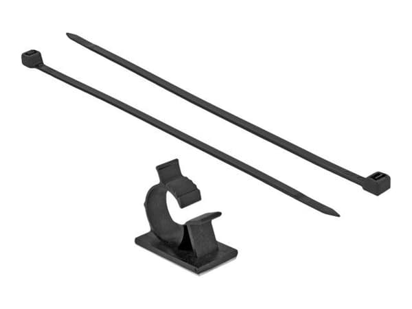 Delock - Kabelbandsats - bordsmonterbar, väggmontering - 25 cm - svart