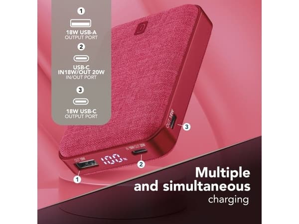 Cellularline 8018080491054, 10000 mAh, Punainen