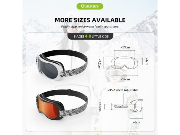 Qunature Panda skibriller for barn - sort/hvit