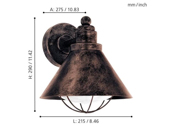 EGLO BARROSELA utendørs vegglampe antikk kobber