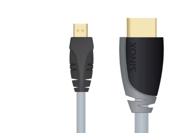 Sinox High Speed Micro HDMI™ -kaapeli. 2m. Grå/sortti