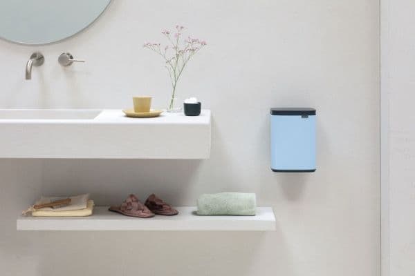 Brabantia Bo Waste Bin, 4 l, Rektangulär, Stål, Svart, Blå, Stål, Manuell
